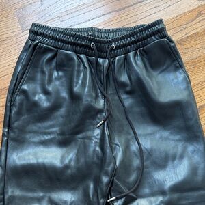 bagatelle Black Faux Leather Elastic Waist Pants